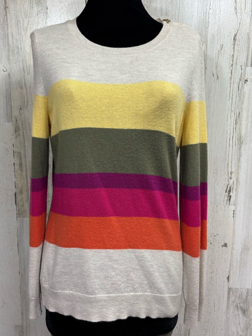 Talbots Striped Lambswool Blend Crewneck Sweater - Multicolor